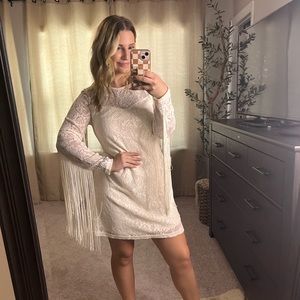 Idyllwind White Fringe Sleeve Dress